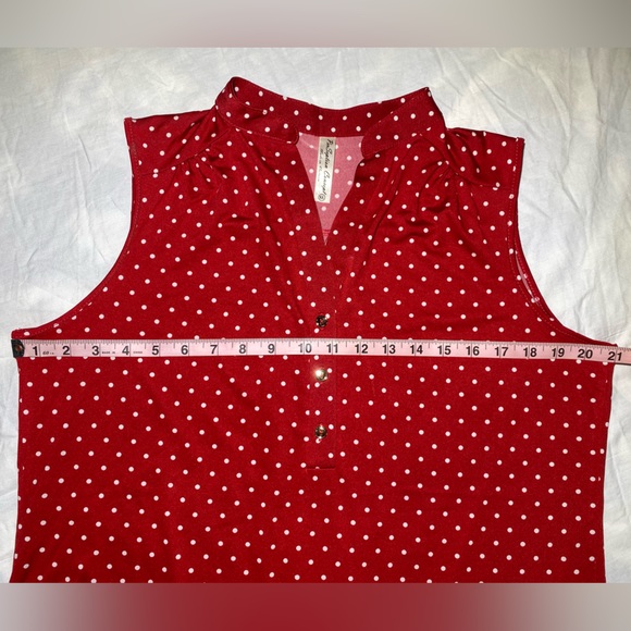 Womens PerSeption Concept Sleeveless Top- Size XL- Red w/Polka Dots- EUC - Picture 3 of 8